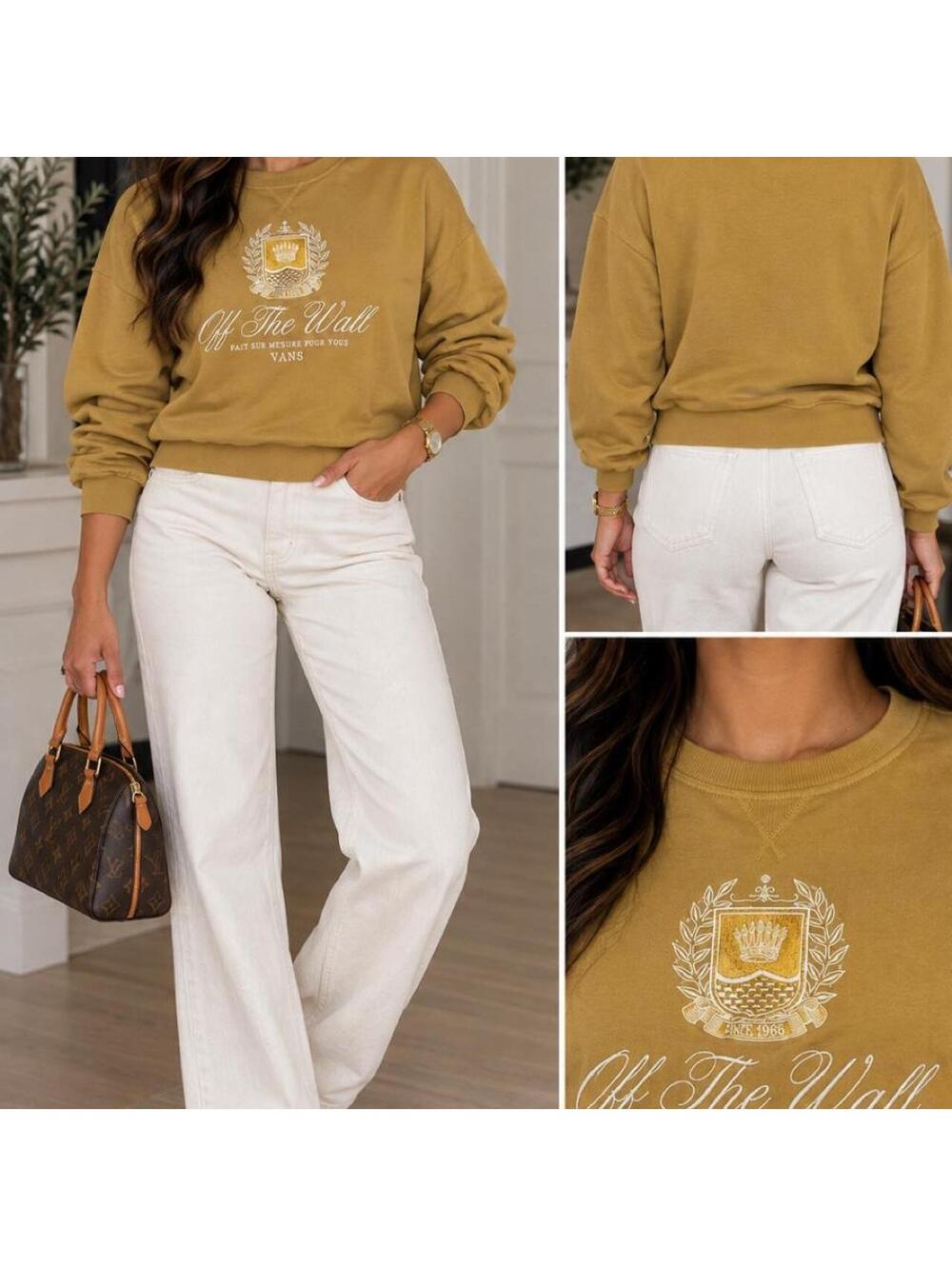 Vans Off The Wall Mustard Oversized Crewneck Sweatshirt | Streetwear